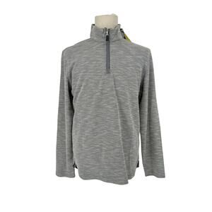 Robert Graham Quarter Zip Long Sleeve Sweatshirt Shirt Light Grey Heather Knit M